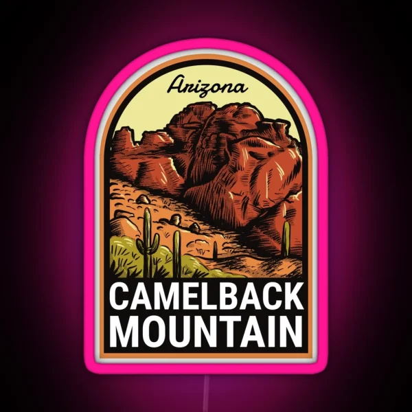 Camelback Mountain Arizona Vintage RGB Neon Sign