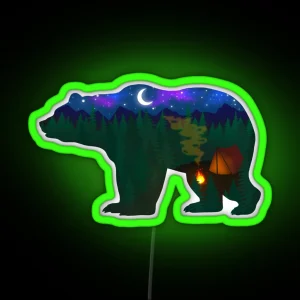 Camping Bear RGB Neon Sign