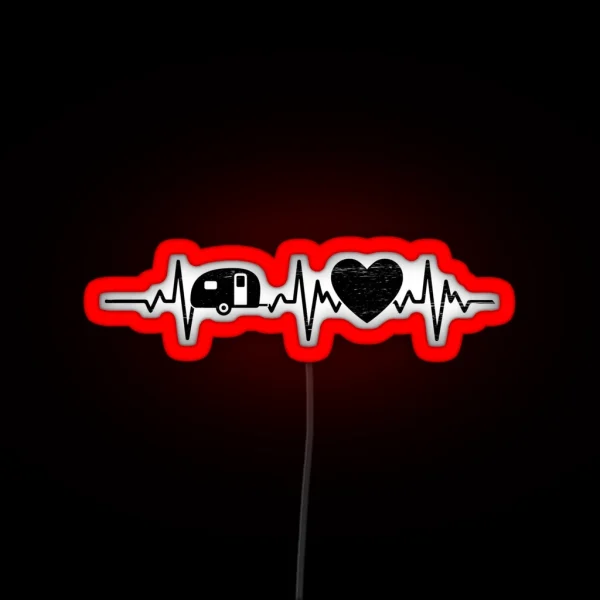 Camping Heartbeat Nature Outdoor Activity Campfire RGB Neon Sign