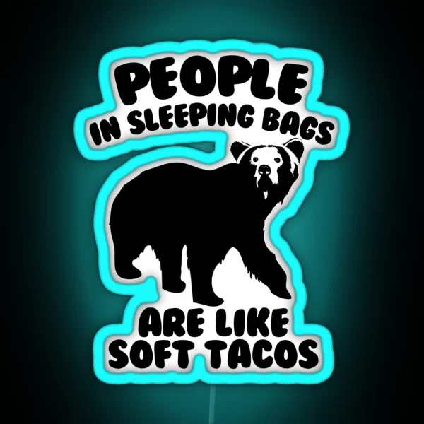 Camping Humor Bear Food RGB Neon Sign