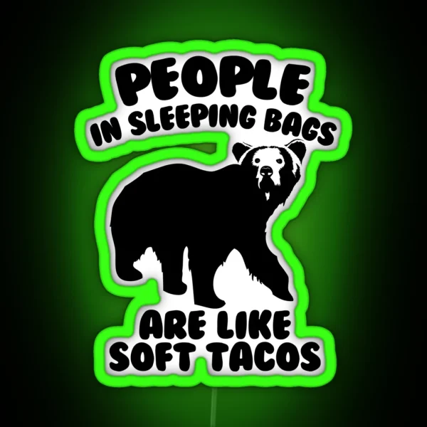 Camping Humor Bear Food RGB Neon Sign