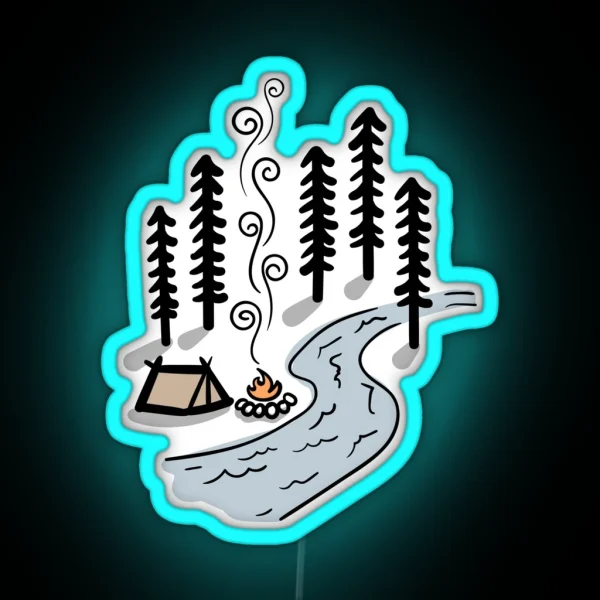 Camping Scene Outdoors RGB Neon Sign