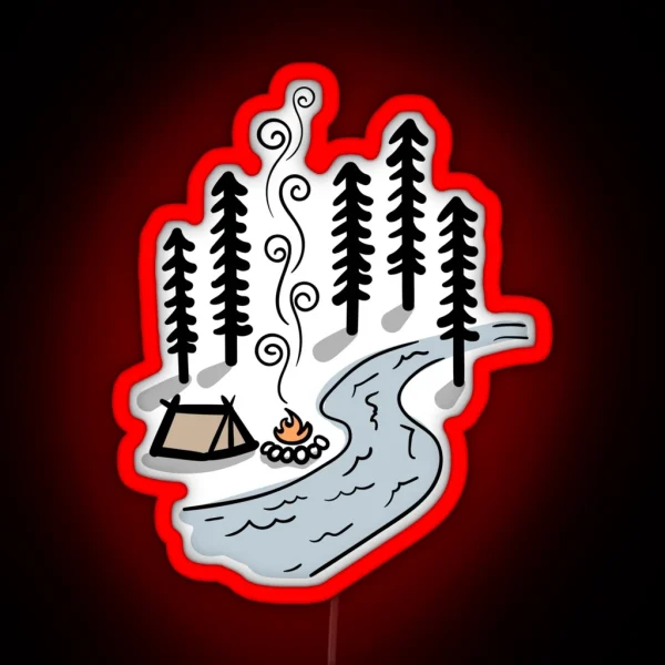 Camping Scene Outdoors RGB Neon Sign