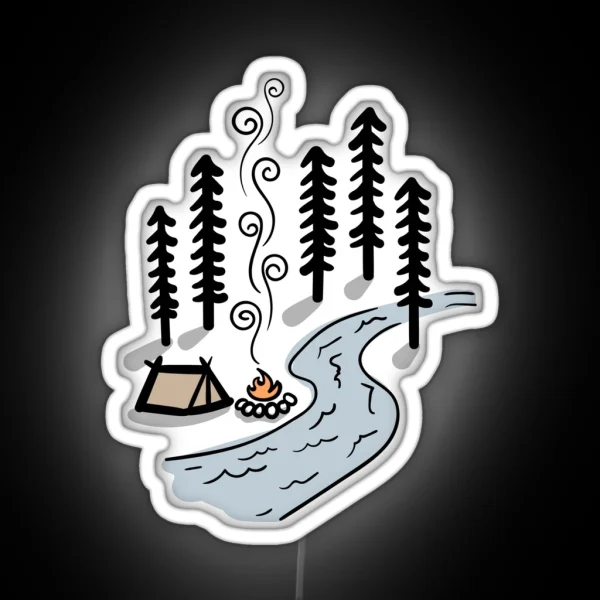 Camping Scene Outdoors RGB Neon Sign