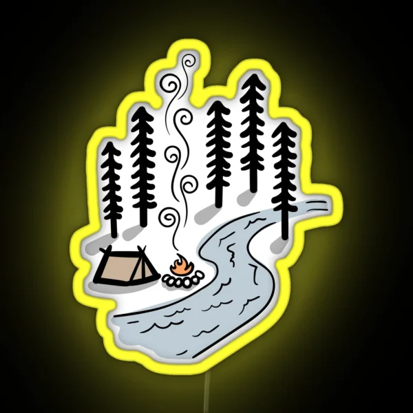 Camping Scene Outdoors RGB Neon Sign