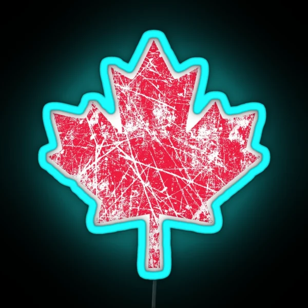 Canadian Maple Leaf Grunge Distressed Style In Red RGB Neon Sign
