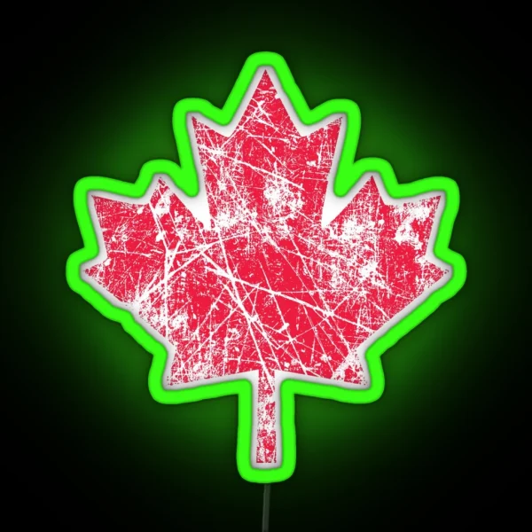 Canadian Maple Leaf Grunge Distressed Style In Red RGB Neon Sign