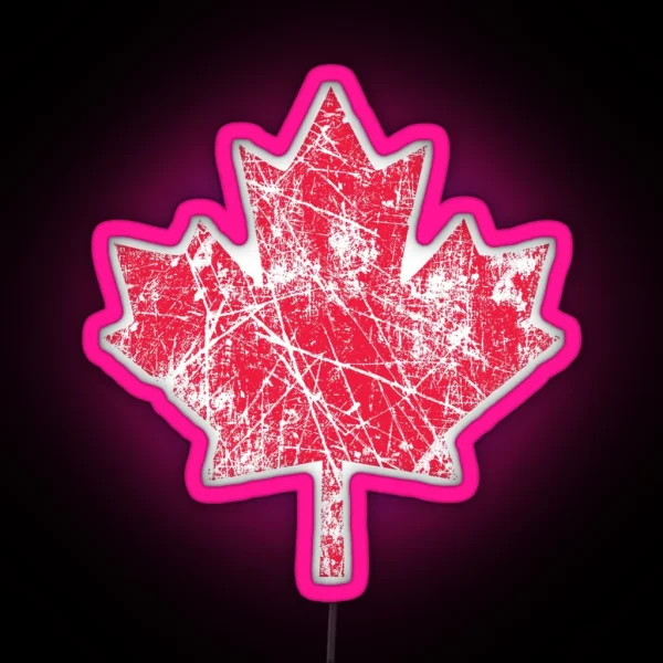 Canadian Maple Leaf Grunge Distressed Style In Red RGB Neon Sign