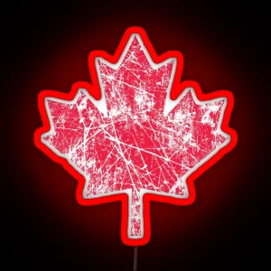 Canadian Maple Leaf Grunge Distressed Style In Red RGB Neon Sign