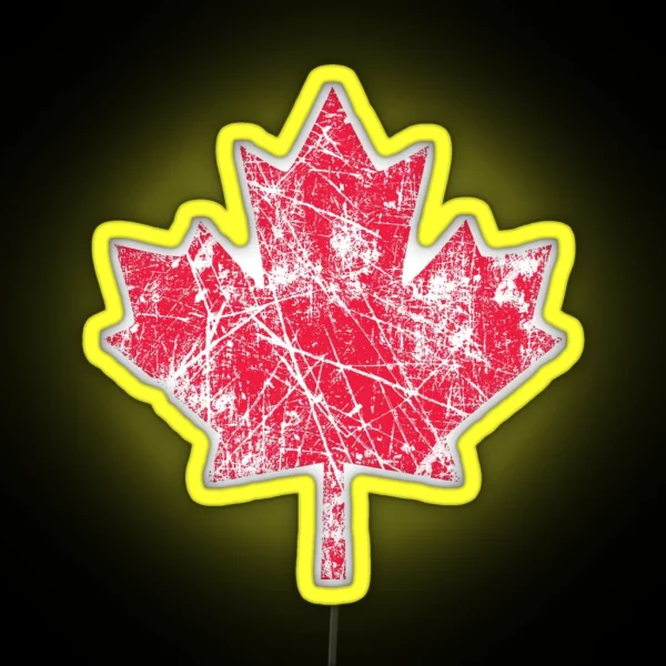 Canadian Maple Leaf Grunge Distressed Style In Red RGB Neon Sign