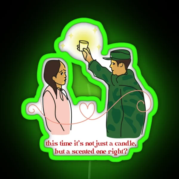 Candle Scene From CLOY K Drama Crash Landing Gift Yoon Seri Ri Ri Jeong Hyeok Love Drawing Line Art RGB Neon Sign