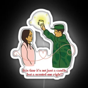 Candle Scene From CLOY K Drama Crash Landing Gift Yoon Seri Ri Ri Jeong Hyeok Love Drawing Line Art RGB Neon Sign