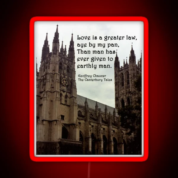 Canterbury Cathedral With Canterbury Tales Quote RGB Neon Sign
