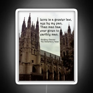 Canterbury Cathedral With Canterbury Tales Quote RGB Neon Sign