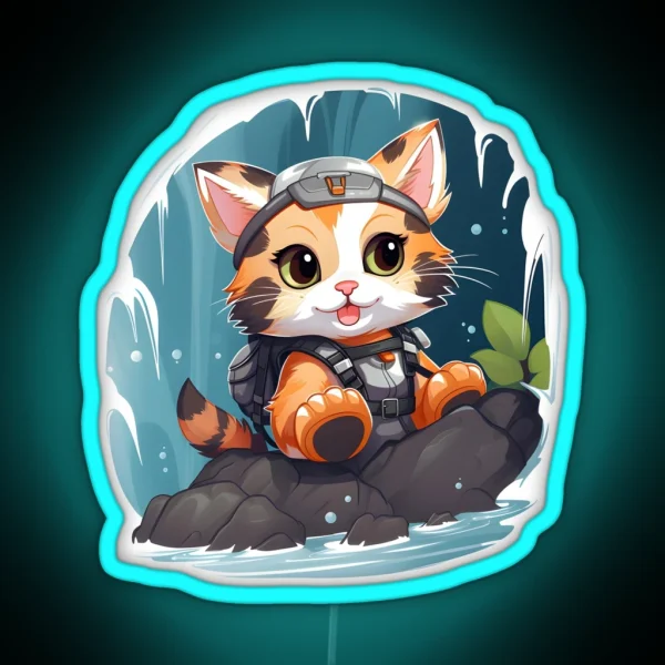 Canyoning Kitty Waterfall Explorer RGB Neon Sign