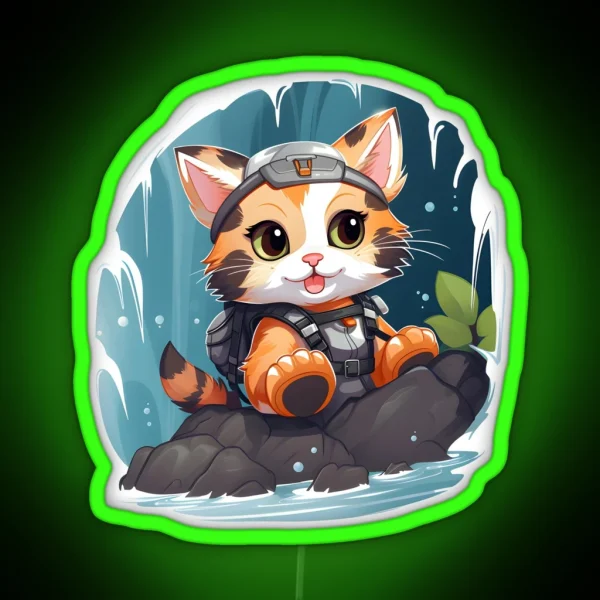 Canyoning Kitty Waterfall Explorer RGB Neon Sign
