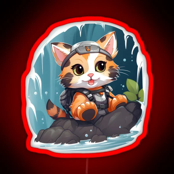Canyoning Kitty Waterfall Explorer RGB Neon Sign