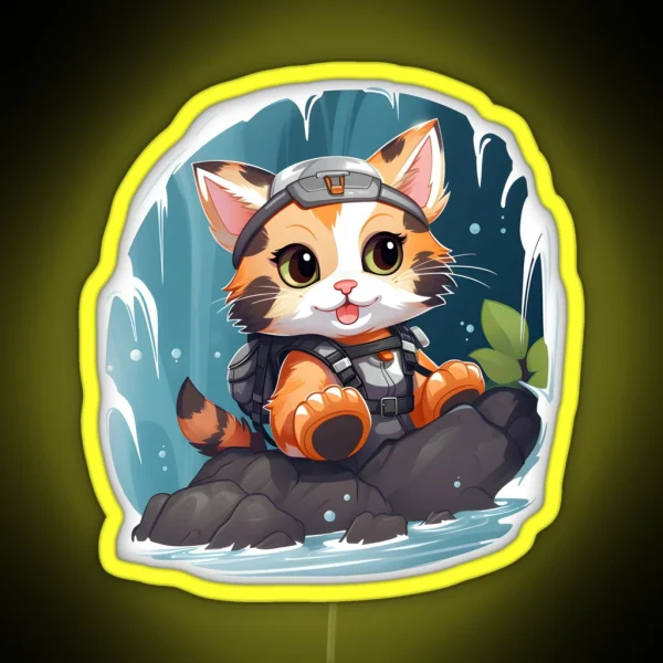 Canyoning Kitty Waterfall Explorer RGB Neon Sign