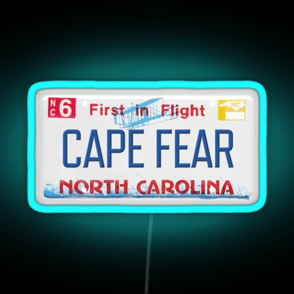 Cape Fear License Plate RGB Neon Sign