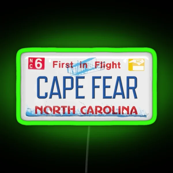 Cape Fear License Plate RGB Neon Sign