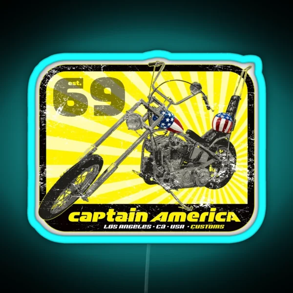 Captain America Chopper RGB Neon Sign