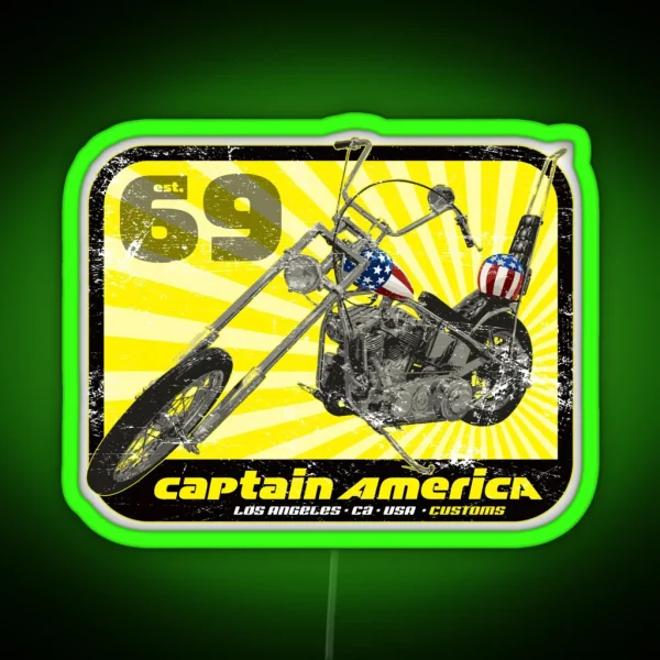 Captain America Chopper RGB Neon Sign