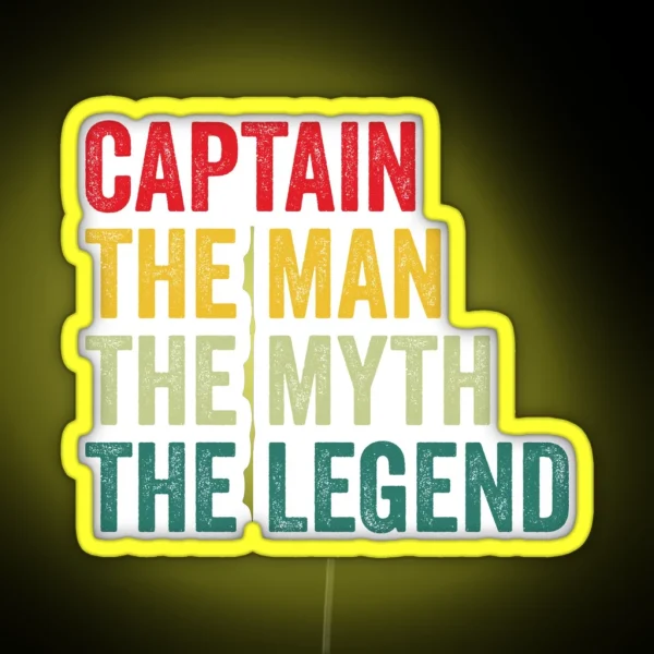 Captain Mens Gift Man Myth Captain Legend Captain Fathers Day RGB Neon Sign