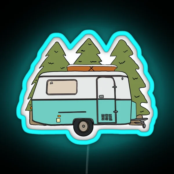 Caravan Forest Scene RGB Neon Sign