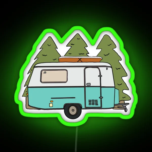 Caravan Forest Scene RGB Neon Sign