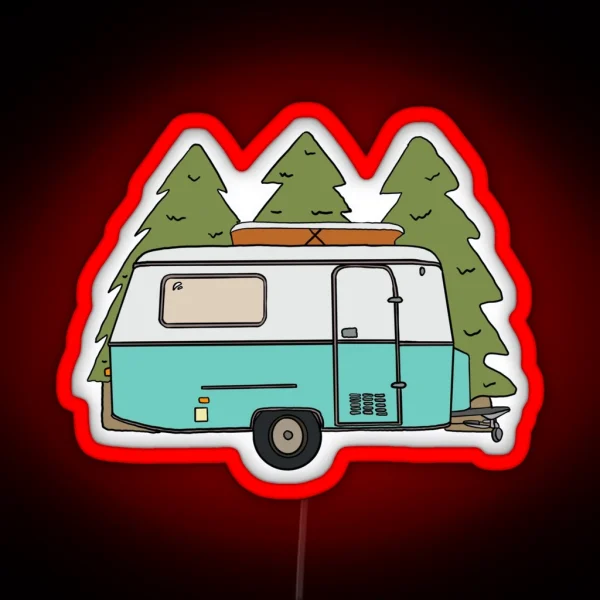 Caravan Forest Scene RGB Neon Sign