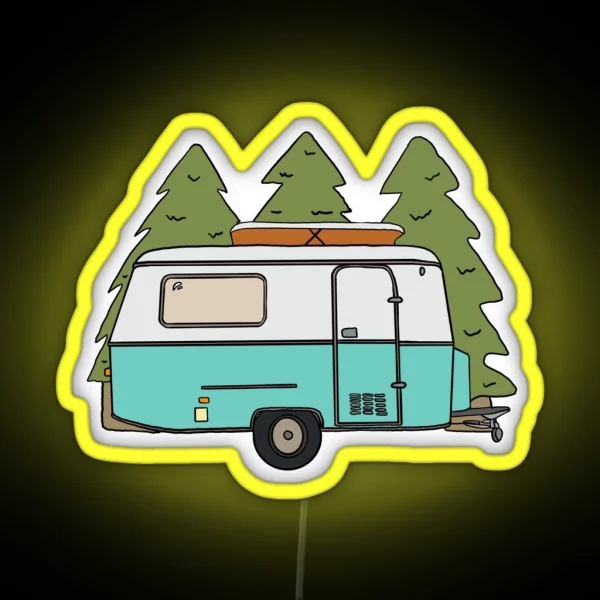Caravan Forest Scene RGB Neon Sign