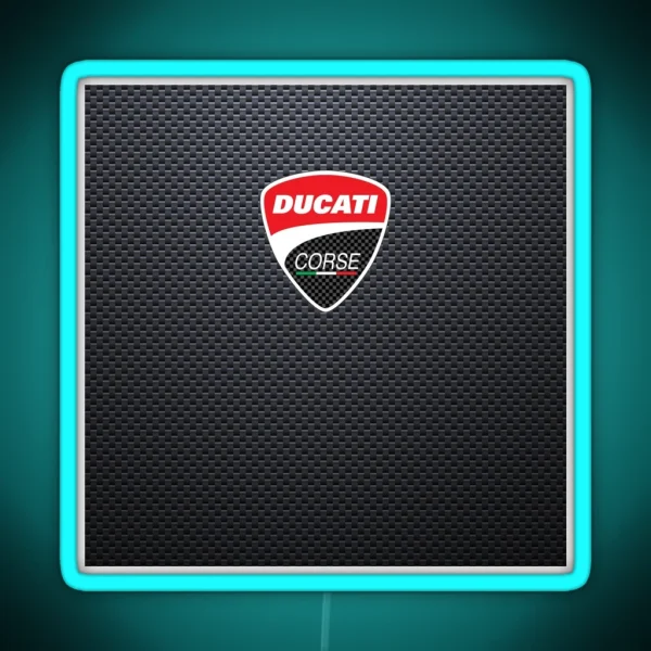Carbon Effect Ducati Corse Motorcycle RGB Neon Sign