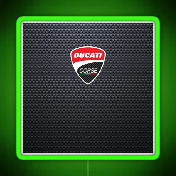 Carbon Effect Ducati Corse Motorcycle RGB Neon Sign