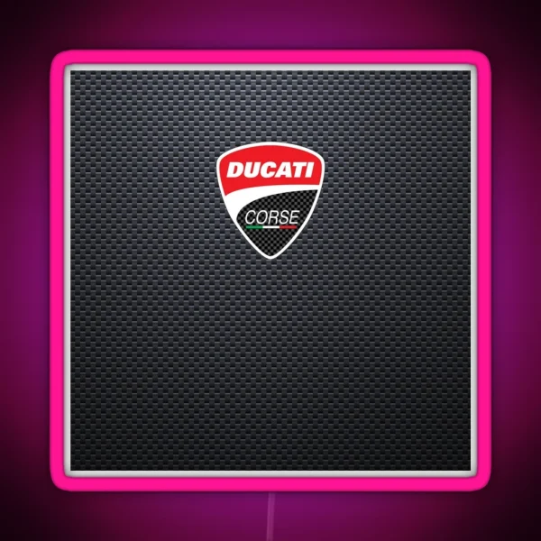 Carbon Effect Ducati Corse Motorcycle RGB Neon Sign
