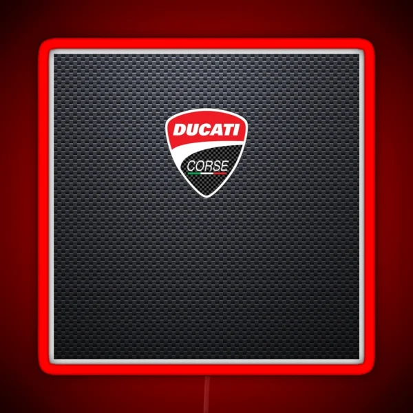 Carbon Effect Ducati Corse Motorcycle RGB Neon Sign