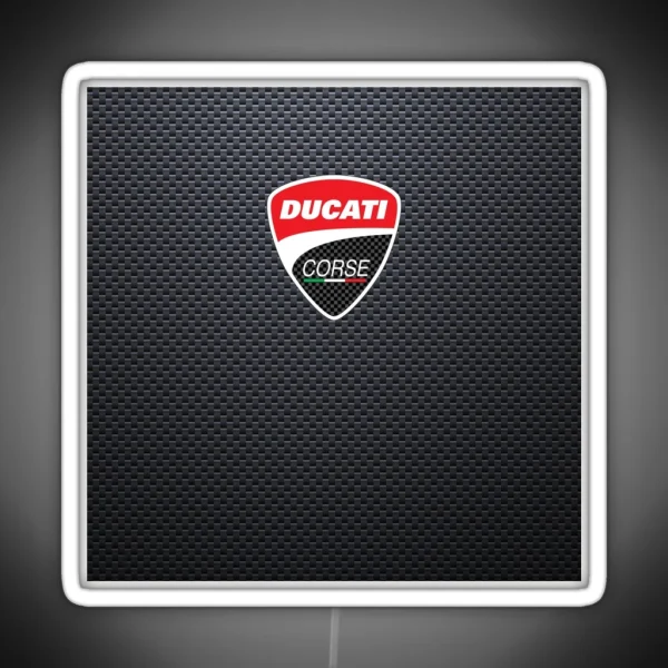 Carbon Effect Ducati Corse Motorcycle RGB Neon Sign