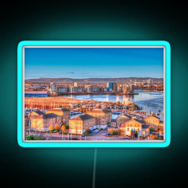 Cardiff Bay From Penarth Painterly Style RGB Neon Sign