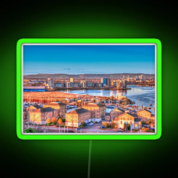 Cardiff Bay From Penarth Painterly Style RGB Neon Sign