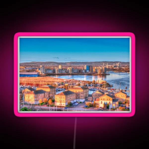 Cardiff Bay From Penarth Painterly Style RGB Neon Sign