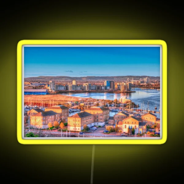 Cardiff Bay From Penarth Painterly Style RGB Neon Sign