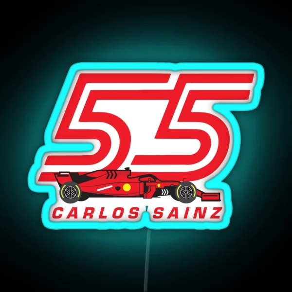 Carlos Sainz 55 Racing Car RGB Neon Sign