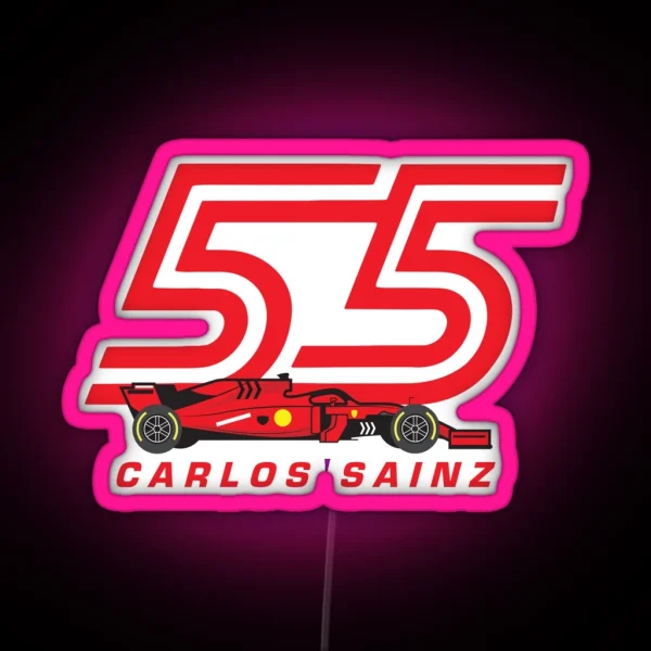 Carlos Sainz 55 Racing Car RGB Neon Sign