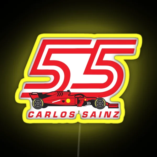 Carlos Sainz 55 Racing Car RGB Neon Sign