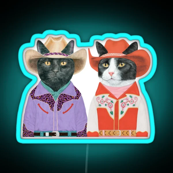 Carnival Cats Black Cat And Tuxedo Cat RGB Neon Sign
