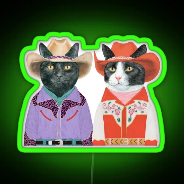 Carnival Cats Black Cat And Tuxedo Cat RGB Neon Sign