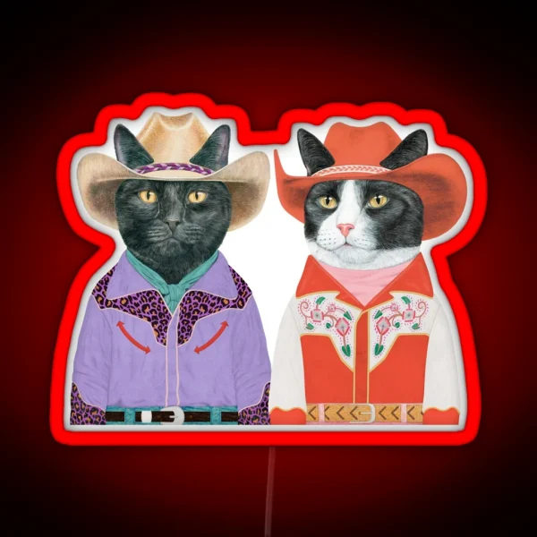Carnival Cats Black Cat And Tuxedo Cat RGB Neon Sign