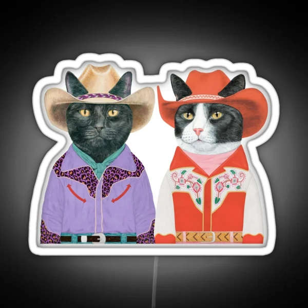 Carnival Cats Black Cat And Tuxedo Cat RGB Neon Sign