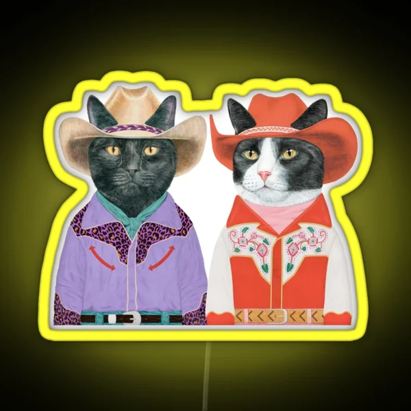 Carnival Cats Black Cat And Tuxedo Cat RGB Neon Sign