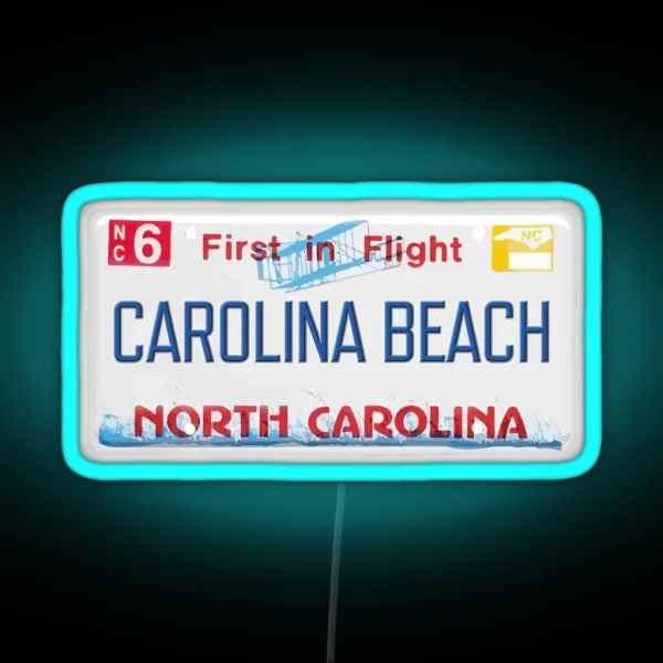 Carolina Beach NC License Plate RGB Neon Sign