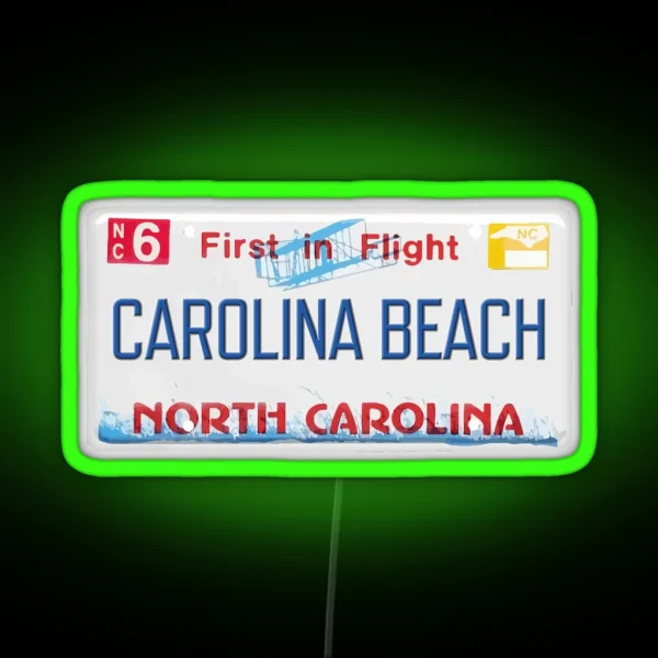 Carolina Beach NC License Plate RGB Neon Sign